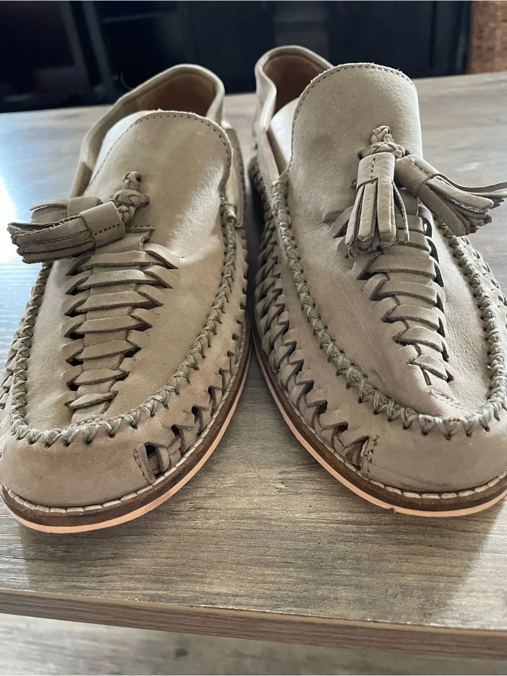 Topman Gray Mantis Woven Suede upper slip on loafers tassel accent Men’s 43